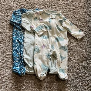 Like New set of 3 zip-up sleep and play one-pieces from Just  One You by Carters
